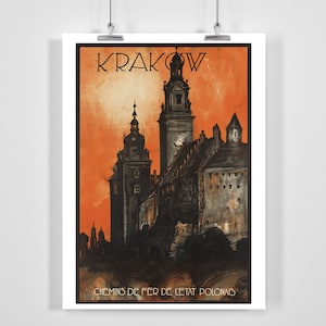 Kraków Poland Vintage Travel Poster - Framed / Unframed