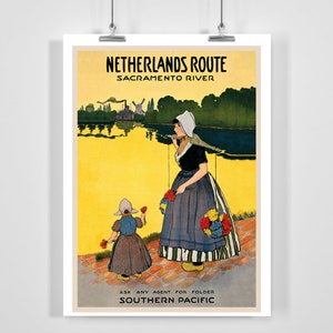Netherlands Route Sacramento River Vintage Travel Poster - Framed / Unframed