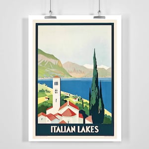 Italian Lakes Italy Vintage Travel Poster - Framed / Unframed