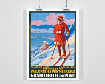 Poster Vintage 50x75cm – Affiche Hôtel Chaumont – Neuchâtel Suisse – PostersAndCo