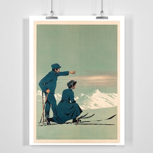 Davos Switzerland Vintage Ski Poster - Framed / Unframed