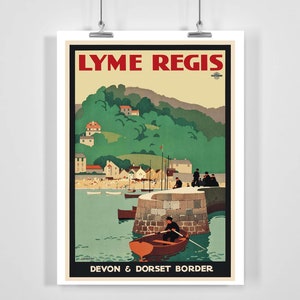 Lyme Regis Devon Dorset Frontera Inglaterra Gran Bretaña Reino Unido Vintage Travel Poster - Enmarcado / Sin marco
