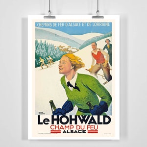 Le Hohwald Champ du Feu Alsace Frankreich Vintage Ski Poster - Gerahmt / Ungerahmt