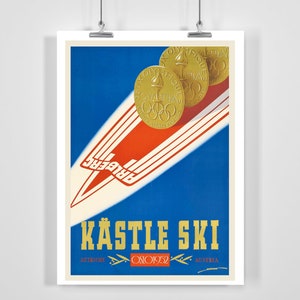 Kastle Ski Austria Oslo 1952 Vintage Ski Poster - Framed / Unframed