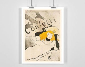 Confetti Vintage Poster by Henri de Toulouse-Lautrec - Framed / Unframed