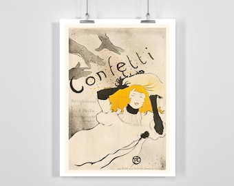 Confetti Vintage Poster by Henri de Toulouse-Lautrec - Framed / Unframed