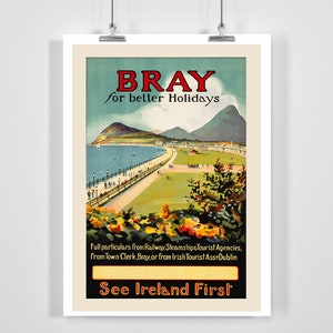 Siehe Irland Erstes Bray Irland Vintage Reiseposter - gerahmt / ungerahmt
