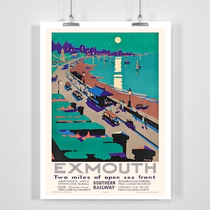 Exmouth Devon Inglaterra Gran Bretaña Reino Unido Vintage Travel Poster - Enmarcado / Sin marco