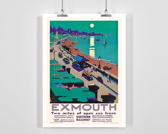 Exmouth Devon England Great Britain UK Vintage Travel Poster - Framed / Unframed