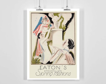 Eaton's Presents the Spring Fashions Vintage Art Deco Poster - Framed / Unframed