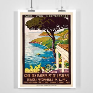 The Esterel Massif French Riviera Services Automobiles PLM Vintage Travel Poster - Framed / Unframed