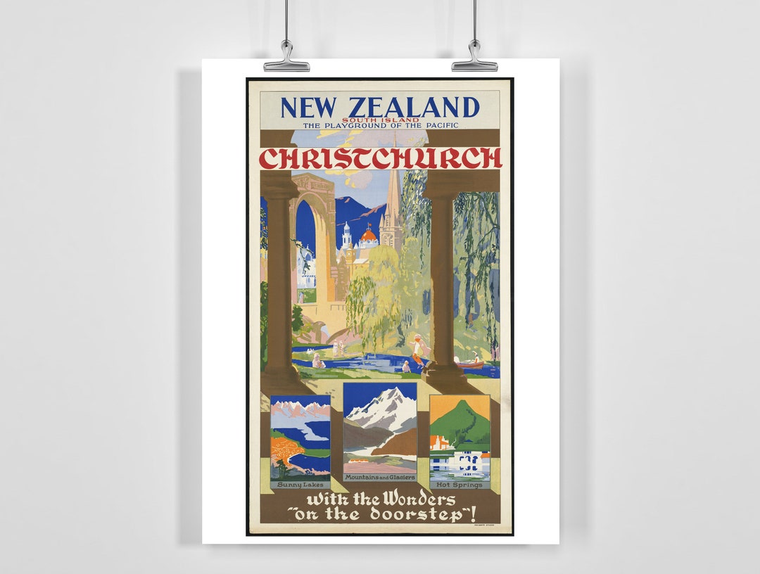 New Zealand Vintage Travel Poster - Framed / Unframed - Etsy