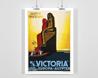 Europa Ägypten Luxus Express M/S Victoria via Adria Vintage Reiseposter - gerahmt / Ungerahmt