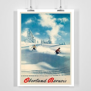 Oberland Bernois Suisse Suiza Vintage Cartel de esquí - Enmarcado / Sin enmarcar