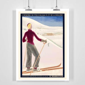Le Markstein Vosges Valley Alsace France Vintage Ski Poster - Framed / Unframed