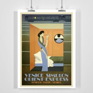Venice Simplon Orient Express Travel by Train Vintage Travel Poster - Framed / Unframed