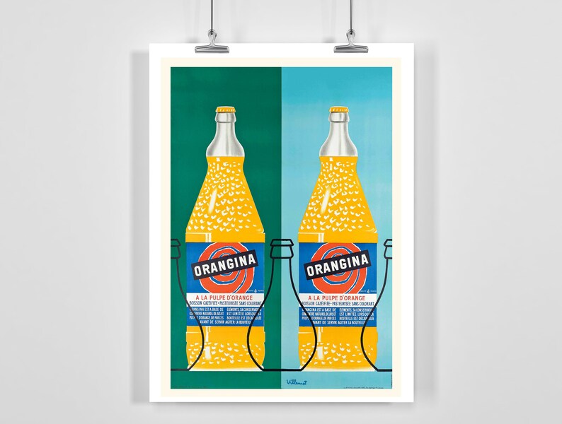 Vintage Advertising Poster by Villemot A4A3 FramedUnframed Orangina