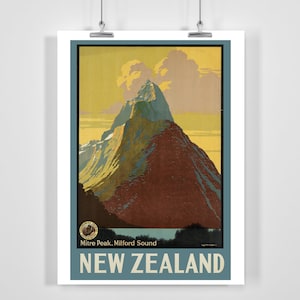 New Zealand Vintage Travel Poster - Enmarcado/Sin marco