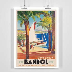 Bandol Land of Sun and Flowers Cote d&#39;Azur France Vintage Travel Poster - Framed / Unframed