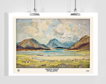 Notrh West England Vintage Travel Poster - Framed / Unframed