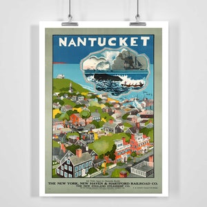 Nantucket Massachusetts Vintage Reiseposter - Gerahmt / Ungerahmt