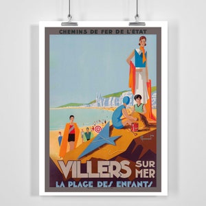 Villers-sur-Mer Normandy France Place of Children Vintage Travel Poster - Framed / Unframed
