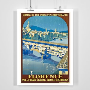 Italien Florenz Vintage Reisedruck - Gerahmt / Ungerahmt