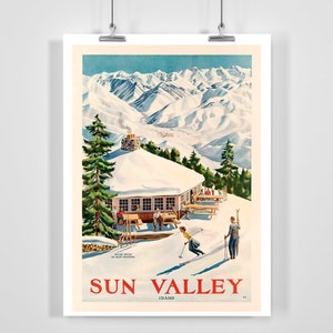 Sun Valley Idaho Mount Baldy Vintage Ski Poster - Emoldurado / Sem Moldura