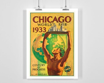 Chicago World's Fair 1933 Century of Progress United States Vintage Advertising Poster - Framed / Unframed
