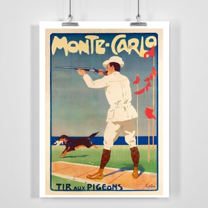 Monte Carlo Tir Aux Pigeons ヴィンテージ トラベル ポスター - フレーム付き / フレームなし