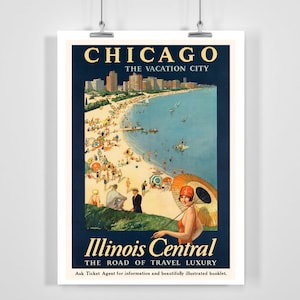Chicago, la città delle vacanze, poster di viaggio vintage - con cornice / senza cornice