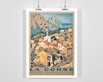 Póster de viaje vintage de Córcega, Francia - Enmarcado / Sin enmarcar