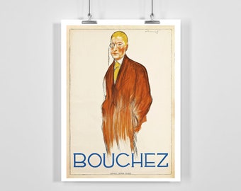 Bouchez Men Fashion Vintage Advertising Poster by Charles Loupot - Framed / Unframed