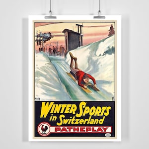 Deportes de invierno en Suiza Cartel de esquí vintage - Enmarcado / Sin marco