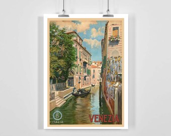 Italy Venice Vintage Travel Poster - Framed / Unframed / Canvas