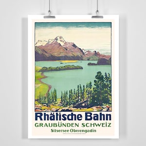 Rhätische Bahn Graubünden Schweiz Vintage Reiseposter - Gerahmt/Ungerahmt