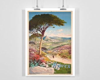 Hyeres France Vintage Travel Poster - Framed / Unframed