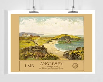 Anglesey Wales Winter and Summer Resort Vintage Travel Poster - Framed / Unframed
