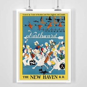 New Haven Railroad Travel By Train To Vacation Land New England And Canada Vintage Werbeposter - gerahmt / ungerahmt