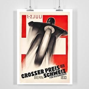 Swiss Grand Prix Circuit des Nations Berne 1933 Vintage Motorsport Poster - Framed / Unframed