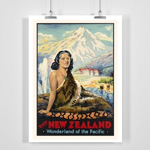 Affiche de voyage en Nouvelle-Zélande - Encadré / Non encadré