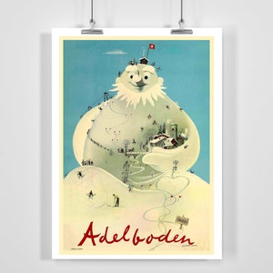 Adelboden Switzerland Vintage Ski Poster - Framed / Unframed
