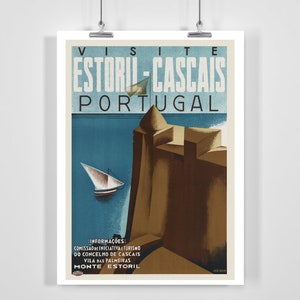 Estoril Cascais Portugal Vintage Travel Poster - Framed / Unframed