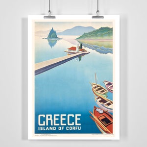 Island of Corfu Greece Vintage Travel Poster - Framed / Unframed