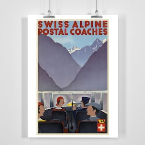 Schweiz Schweizer Alpenpost Postkutschen Vintage Werbeplakat - Gerahmt/Ungerahmt