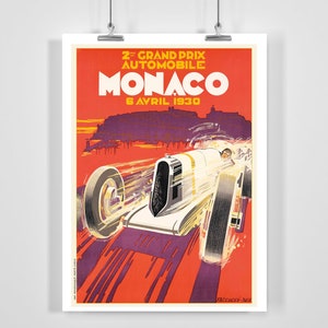 1930 Monaco Grand Prix Motor Race Vintage Racing Poster - Framed / Unframed