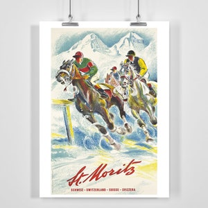 Horse Racing St Moritz Switzerland Vintage Sport Poster - Framed / Unframed
