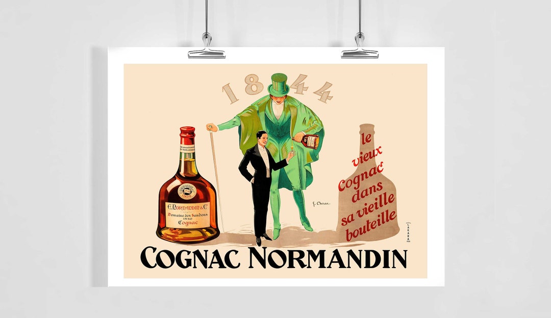 Affiche Publicitaire Vintage Cognac Normandin - Lithographie Rétro 120x150 Cm, Occasion