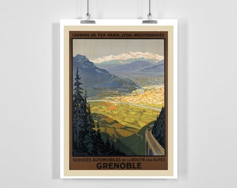 Grenoble France Vintage Travel Poster - Framed / Unframed