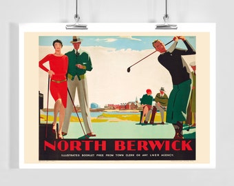 North Berwick Golf Club Scotland Vintage Travel Poster - Framed / Unframed